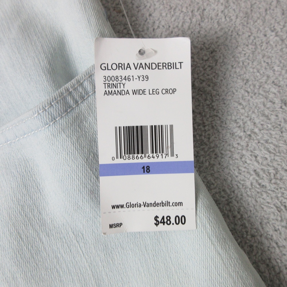 Gloria Vanderbilt Womens Wide Leg Crop Jeans 18 Light Blue 5 Pocket Denim Casual - Picture 12 of 14